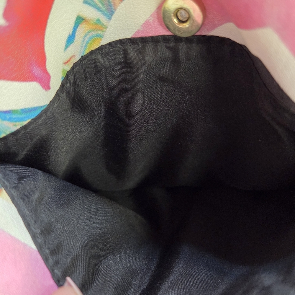 Nicole Miller Pink Black Chevron Crossbody Bag - Picture 7 of 13